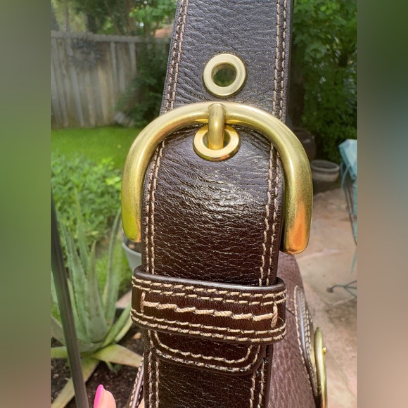 Coach Signature Sufflette Pebbled Leather Shoulder Chocolate Brown SOHO - Picture 10 of 17